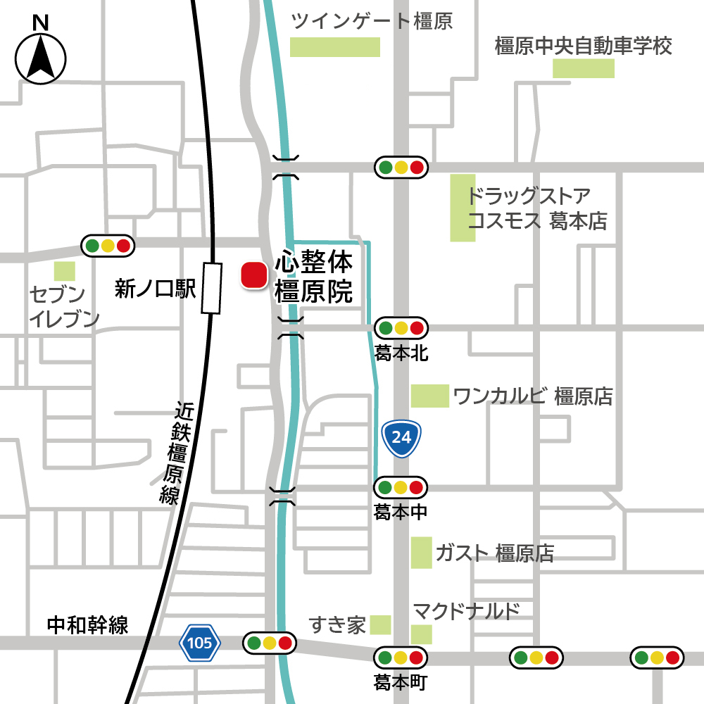 心整体長岡京院のイラスト地図です